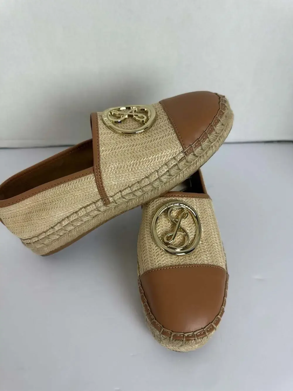 Sam & Libby Women's Celeste 2 Espadrille Flat Shoes Natural & Cuoio Brown